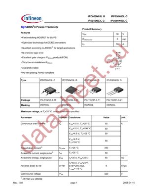IPU050N03L G datasheet  
